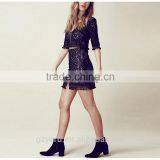 European Western Indian Fashionable Half Sleeve Lace v Neck Sexy Crop Tops Blouses Wholesale Skirts Suit Wrap Skirts thumbnail-3