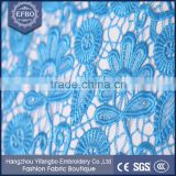 2016 sky blue beautiful flower swiss cord lace fabric embroidered fabrics with rhinestones/ wholesale african guipure fabric