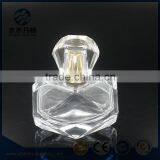 Fancy 80ml Crystal Clear Glass Perfume Bottle With Decorative Cap