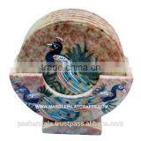 Beautiful Soapstone Painted Tea Coaster Set