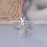 2015 Wholesale 925 Sterling Silver Ring Three Sunflower Pave Setting Ring thumbnail-4