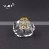 1 1/2 Inch Clear Zinc Base Gold Finish Flower Shape Glass Knob