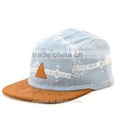 China supplier leather patch 5 panel hat manufacturer