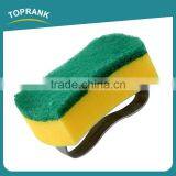 Toprank Customized Colorful Kitchen Cleaning Dish Pot Sponge Scourer Durable Plastic Handle Magic Green Sponge Scouring Pad thumbnail-3