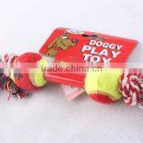 Multicolor Cotton Rope Toy With Two Tennis /PET TOY