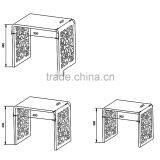 Nest Table Set of 3 With High Glossy MDF Wood Side Table With Carving Flower Living Room Coffee Table With Glass thumbnail-4