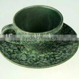 Green Glazed Custom Ceramic Blank Coffee Mugs Wholesale and Saucer thumbnail-1
