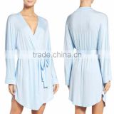 Womens Cotton Jersey Robe for Women Fashion Long Sleeve Plain Dyed Sleepwear Pajamas