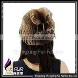 CX-C-240B Handknitted Womens Fashion Rex Rabbit Fur Hats and Caps thumbnail-5