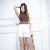 New Hot Fashion Solid White Shorts Women/High Waist Lady Summer Women Shorts thumbnail-2