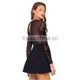 OEM Fashion Woman Long Sleeve Black Sexy Open Breast Dress thumbnail-4