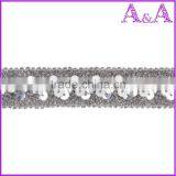 Fashion Rhinestone and Beading Trim by the Yard, New Design Beads Crystal Decorative Trim Wholesale, Trimmings for Dresses thumbnail-2