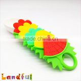 Food Grade Delicious Fruit Feeding Silicone Finger Teether Baby Pacifier Ring