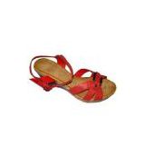 8.5cm heels PU Material Red Ladies Wedge Sandals with Customer Logo