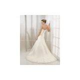 A-line Sweetheart Cathedral Train Satin Beading Wedding Dress thumbnail-1