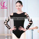 Women Ballet Bodysuit Ballet Leotards Ballerina Black Gymnastics Leotards Hollow Sleeve thumbnail-2