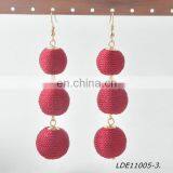 2017 Bon Bon Style Thread Wrapped Ball Drop Earrings thumbnail-3