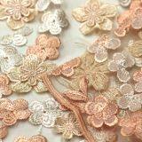 China Manufacture African Handcut Orange Tulle Embroidered Lace Fabric for Wedding Dress thumbnail-3