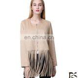 O Neck Tassel Hem Zipper Kettle Life Price Jacket for Women thumbnail-1