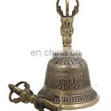 Indian Antique Tibetan Religious Brass Quality Bell Hand Vajra Dharma Objects Tibetan Buddhist Meditation Bell and Dorje Set