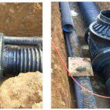 Plastic Drainage Inspection Well Set At The Turning Of Pipeline Black thumbnail-1