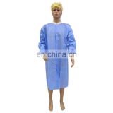 Blue medical lab coat with knit collar and cuff