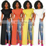 2020 Women Sexy Bodycon High Split Zipper Solid Color Sexy Dress thumbnail-2