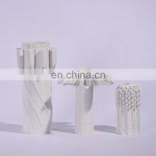 Modern 3D Print White Ceramic Decoration Home Room Porcelain Flower Vase Art Decor thumbnail-2