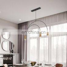 Modern Light Luxury Golden Stainless Steel Strip Black Gold Restaurant Bar Hanging Lamp thumbnail-2