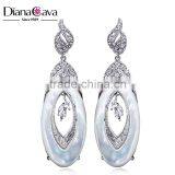 New 2016 Trend Gun White Gold Plated Natural Shell Piece Oval Shape Drop Earrings thumbnail-3