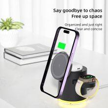 Factory Direct Sales Multifunction Magnetic 15W Fast Foldable Wireless Charger 3 In 1 Charging Stand thumbnail-6