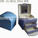 Elegant Luxury PU Leather Packaging Jewelry Cosmetic Box With Mirror P1595 thumbnail-1