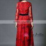 2016 New Fashion Design Women Dress Long Sleeve Maxi Dress Printed Prom Dress thumbnail-2