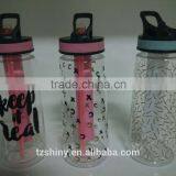 2016 BPA Free TRITAN Water Bottle With Ice Stick Break-resistant TRITAN Water Bottle With Straw and Silicone