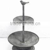 Industrial Style Garden Decor Metal Stand 2 Tiered Birdbath
