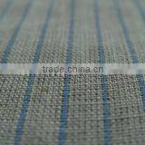 100% Plain Linen Natural Fabric With Blue Stripes thumbnail-1