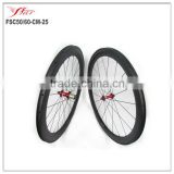 Hot sale Cheap clincher bicycle wheelset carbon 50mm front 60mm rear 25mm wide with Novatec hub and Sapim cx-ray spokes basalt