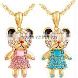 Metal Alloy Bear Cat Animal Children Pure Gold Necklace thumbnail-5