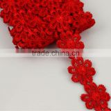 27mm China red flower trim lace fabric for clothing decoration S10074