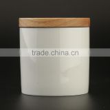 10oz 280ml Plain White Ceramic Coffee Tea Canister With Bamboo Lid and Silicone Ring Airtight