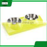Pet Accessories Eco Plastic Stainless Steel Anti Slip Leak Proof Double Cat Dog Pet Feeder Water Food Bowl thumbnail-4