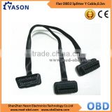 Flat OBD2 Splitter Y cable,OBD2 Male Connector to 2 Female,0.3m