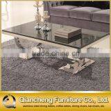 Simple Designs Black Glass Top Coffee Table Set