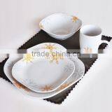 16pcs Square Ceramic Dinnerware Set With Gold Decal thumbnail-1