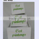 White Wash Square Printing Wooden Flower Planter thumbnail-1