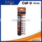 12 Pcs 3/8"dr.Socket Set With Ratchet Wrench and Extension Bar