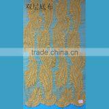 Hot Sale Factory Direct Price African Yellow Tulle Bridal Lace Dress Fabric thumbnail-1