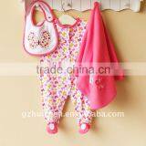 2011 Autumn Mom and Bab Baby Romper Set 100% Cotton Embroider 3pcs thumbnail-1