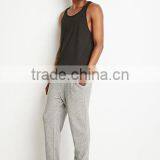 Man Gray Stripe Cotton Fabrics of Scales of Pants Sports Leisure Trousers thumbnail-1