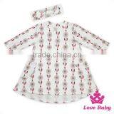 Best Selling Boutique Long Sleeve Printed Tiger Girl Dress Hign-Low With Bow Headband Simple Frock Design thumbnail-6